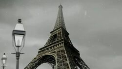 Storm clouds race above the Eiffel Tower, dropping acid rain. Stock Footage