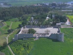 Aerial Antipatris fortress, Israel, Rosh ha- ayin, Dan metropolitan area, Israel Stock Footage