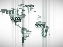 World Map made out of Money Symbols Stock Footage