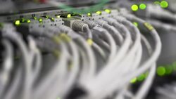 Computer Network Switch With Blinking Lights (4K/UHD to HD) Stock Footage