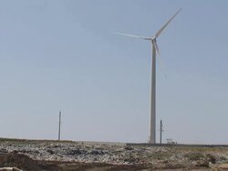 garbage dump in wind power generators Stock Footage