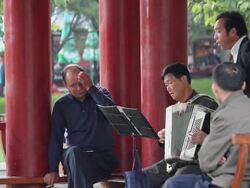 LS People singing  in the park/xian,shaanxi,China Stock Footage