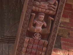 MS  Carving of childbirth on beam of  Buddhist temple  / Kathmandu, Central, Nepal Stock Footage