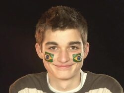 Smiling Patriotic Brazil male - HD &amp; PAL Stock Footage