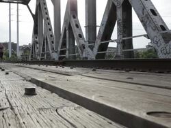 MS Two young girls running and exercising together on railway track / Minneapolis, Minnesota, United States Stock Footage