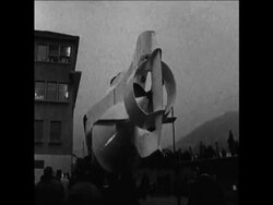 CAN116 SWISS OCEANOGRAPHER JACQUES PICCARD OVERSEES THE MOVING OF HIS SUBMARINE Instructional Video