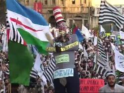 About 50,000 people rally protest against prophet cartoons News Clip