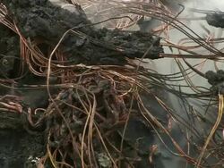 CU Shot of burning copper cable / Lagos, Nigeria Stock Footage