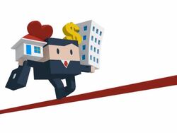 Business man balancing on the rope Stock Footage