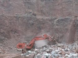 WS machinery working at quarry / Taben-Rodt, Rhineland-Palatinate, Germany Stock Footage