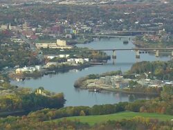 WS ARIEAL View of Under construction site, power plant in City / Maine, United States Stock Footage