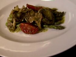 Close up of chef serving cooked abalone dish. Stock Footage