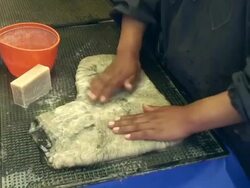 Preparation of felt slippers, Bolivia, La Paz Stock Footage