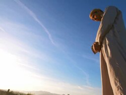 HD: Islamic Man Praying Outdoors Stock Footage