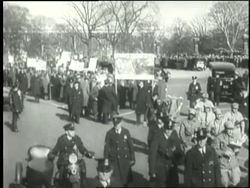 Hunger Marchers and World War I veterans demonstrate during the Great Depression. News Clip