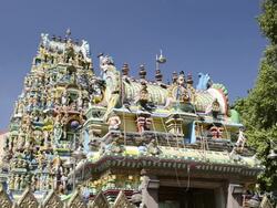 MS LA Colorful Indian sri kali temple / Yangon, Yangon Division, Myanmar Stock Footage
