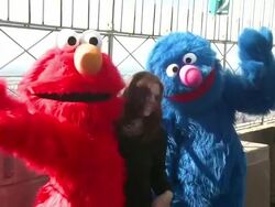 Elmo and Grover with fans at Elmo, Cookie Monster, Grover And Abby Cadabby Visit The Empire State Building To Promote '1-2-3 Imagine! With Elmo & Friends' on 02/21/2012 in New York City, NY.   Stock Footage