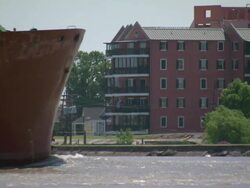 MS Cargo ship flowing on river / New Orleans, Louisiana, United States Stock Footage