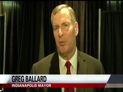 A zip line borrowed from the Winter Olympics and thousands of volunteers  welcome football fans to Indianapolis. News Clip