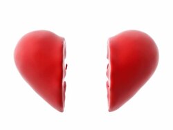 CLOSE-UP version 01, Exploding Heart, Two half-heart colliding. Stock Footage