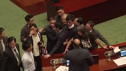 CLEAN : Pro-independence lawmakers brawl in Hong Kong parliament News Clip