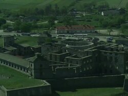 Ruins of the Krzyztopor castle in Ujazd located in the Swietokrzyskie Mountains. Castle walls, bastions and moat. Stock Footage