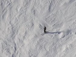WS TS AERIAL Shot of skate skiing on summit / Oberstdorf, Bavaria, Germany Stock Footage
