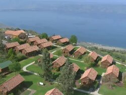Kfar Haruv, an Israeli settlement, kibbutz, located in the southern Golan Heights, Israel Stock Footage