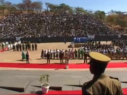 Mugabe on sanctions; arriving for talks with Tsvangirai News Clip