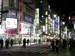 WS Illumination night of city / Shinbashi, Tokyo, Japan Stock Footage