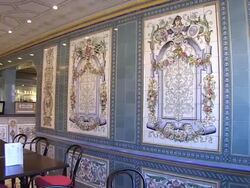 MS PAN Shot of Cafe at ceramics museum / Mettlach, Saarland, Germany Stock Footage