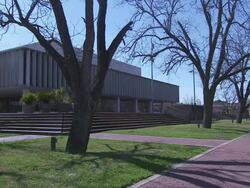 ZI Exterior view of the Wharton County Courthouse and property grounds / Wharton, Texas, United States Stock Footage