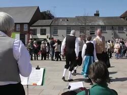 MS Shot of Country dancing in Stratford upon Avon AUDIO / Stratford upon Avon, London, United Kingdom Stock Footage