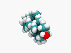 CGI showing space-filling three-dimensional molecular model of cholesterol Stock Footage