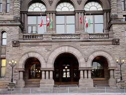 Queen's Park Building seat of Ontario Provincial Government Stock Footage