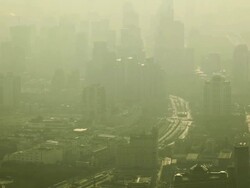 shanghai in thick haze Stock Footage