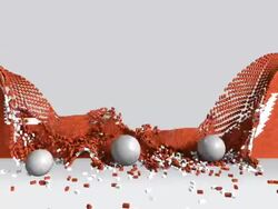 MS Brick wall of economy brought down by three spherical boulders / Greece  Stock Footage