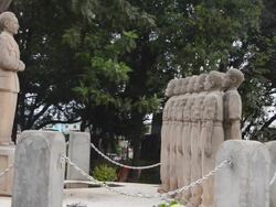 MS Statue of King Haile Sellasie stone students / Addis Ababa, Ethiopia Stock Footage
