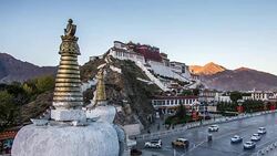 sunset at the Potala Palace Stock Footage