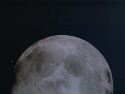 COMPOSITE HA WS POV Moon and planet Earth traveling in space as satellite flies past / Location Unknown Stock Footage