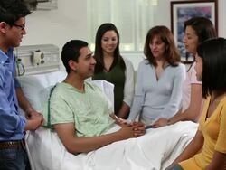 Family visiting relative patient Stock Footage