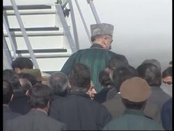 Karzai departs for Abu Dabi, Fahim departs for Moscow. News Clip
