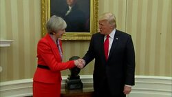 Theresa May and Donald Trump Pose in Oval Office 5 News Clip