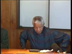 Nelson Mandela talking at conference Stock Footage