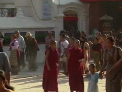 WS ZI People walking on street Audio  / Kathmandu, Central region, Nepal Stock Footage