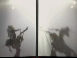 CU Chinese shadow Play during Chinese spring festival AUDIO /xi'an, shaanxi, china Stock Footage