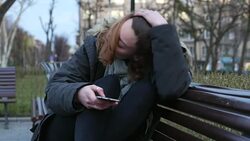 Bad news over the phone Stock Footage