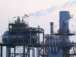 Industry Boiler at Oil Refinery Plant working Stock Footage