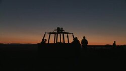 Travelers prepare for a hot air balloon ride. Stock Footage
