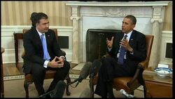 President Obama discusses free trade with Georgia President Saakashvili News Clip